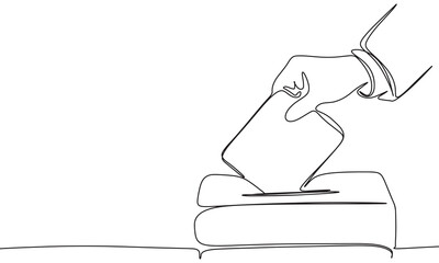 Vote concept one line continuous. Vote concept line art. Hand drawn vector art.