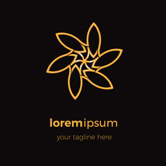 Luxury icon flower circle gold logo element
