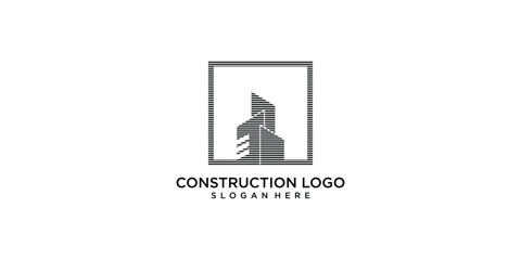 Simple construction logo design with modern style premium vector