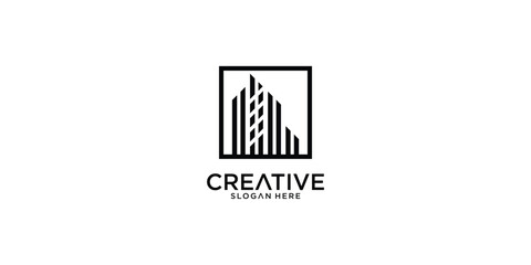 Simple construction logo design with modern style premium vector