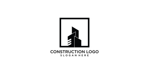 Simple construction logo design with modern style premium vector
