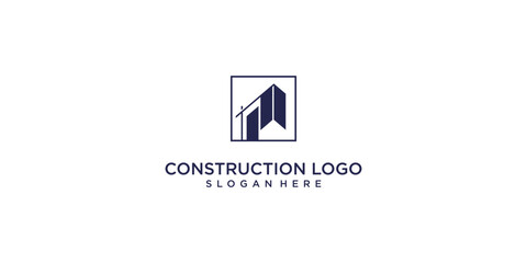 Simple construction logo design with modern style premium vector