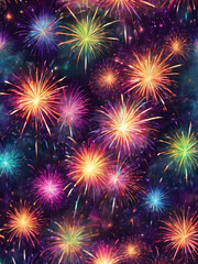 Fototapeta premium New Year fireworks background with vibrant colors