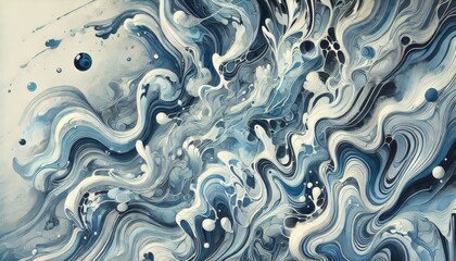 Abstract Blue and White Swirling Marble Texture Background