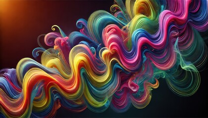 Fototapeta premium Abstract Colorful Swirling Lines on Dark Background.