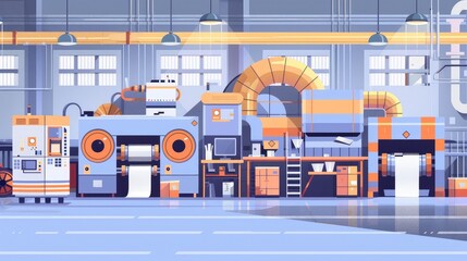 Fototapeta premium High-Tech Industrial Printing Press in Modern Factory