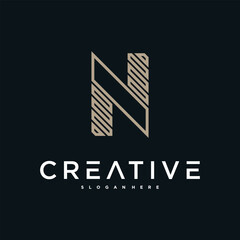 Creative abstract initial letter N logo design. Preamium Vector