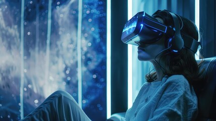 Fototapeta premium Immersive Virtual Reality Experience in a Futuristic Setting