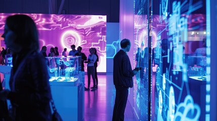 Immersive Futuristic Technology Expo with Interactive Displays