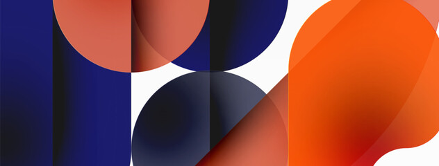 Circles and round shapes geometric minimal background. Transparent geometric shapes composition for wallpaper, banner, background or landing