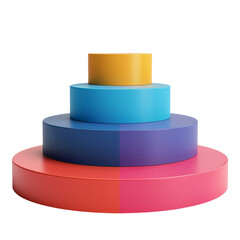 Colorful multi-tiered cylindrical blocks stacked to form a vibrant geometric structure with transparent background clipart