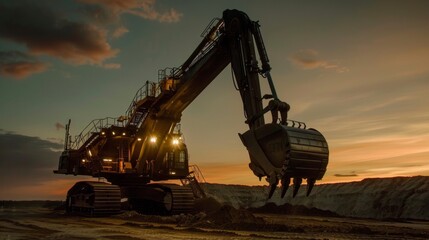 Excavator at Sunset.