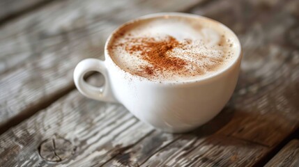 Fototapeta premium Cappuccino cup on wood table