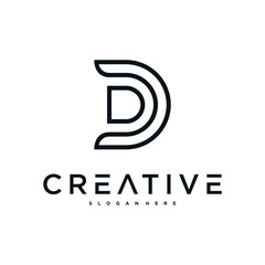 Creative abstract initial letter D logo design. Preamium Vector