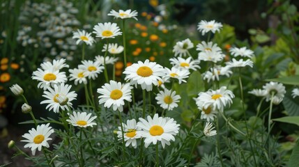 Fototapeta premium Chamomiles in a Summer Garden Floral Theme for Gardening
