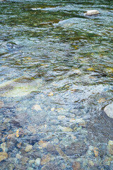 綺麗な水が流れる夏の八東川の風景 鳥取県 若桜町