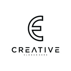 Creative abstract initial letter E logo design. Preamium Vector