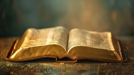 Obraz premium Golden Pages of an Open Book Illuminated by Soft Light