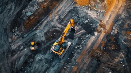 Obraz premium Excavator Working in a Quarry.