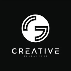 Creative abstract initial letter G logo design. Preamium Vector
