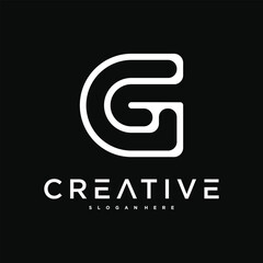 Creative abstract initial letter G logo design. Preamium Vector