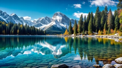 Tranquil Mountain Lake Reflection