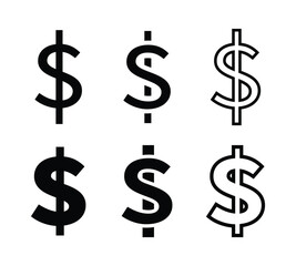 Dollar currency money icon set