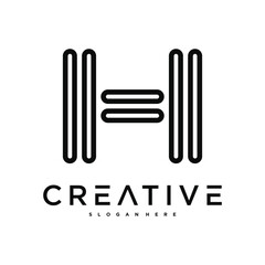 Creative abstract initial letter H logo design. Preamium Vector