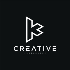 Creative abstract initial letter K logo design. Preamium Vector