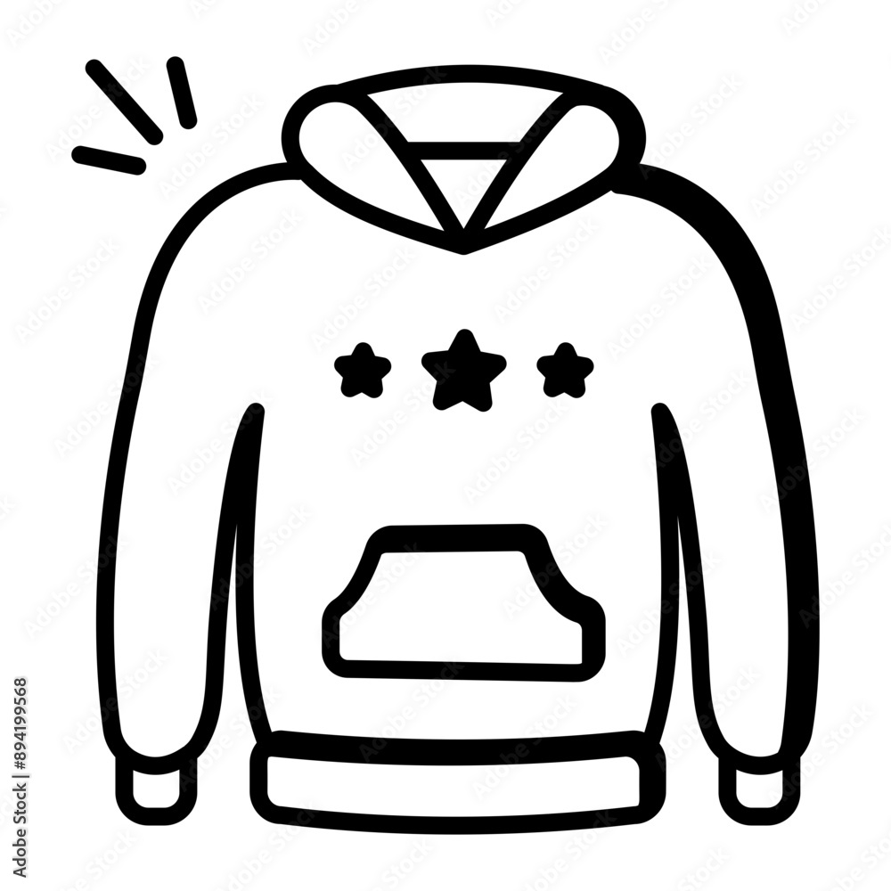 Poster A doodle style icon of winter hoodie 