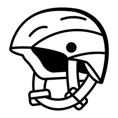 An icon of ski helmet in doodle style  