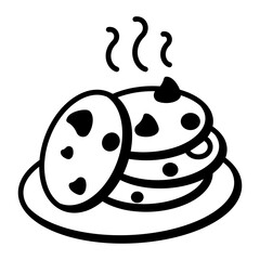 A doodle style icon of hot cookies 