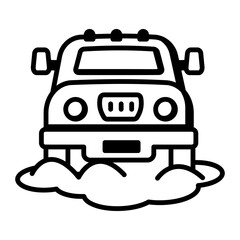 Doodle style icon of snow jeep 