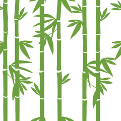 Green bamboo seamless pattern with bambooo leaves and branches