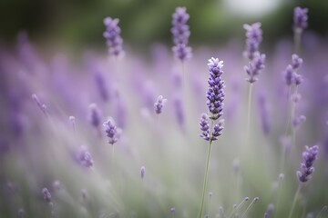 Obraz premium English lavender flower bokeh background, AI Generated