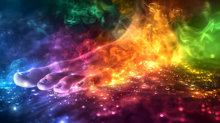 Magical Rainbow Foot in Smoke