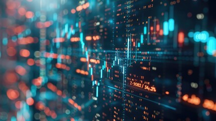 Fototapeta premium Digital Financial Market Data Visualization with Light Effects