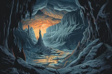 Mysterious Alien Landscape with Towering Rock Formations and Glowing Moon