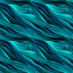 Obraz premium A seamless background of flowing abstract waves in turquoise and navy blue tones. The waves create a smooth, fluid design that is perfect for modern backgrounds, digital art, and creative presentation