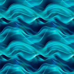 Obraz premium A seamless background of flowing abstract waves in turquoise and navy blue tones. The waves create a smooth, fluid design that is perfect for modern backgrounds, digital art, and creative presentation