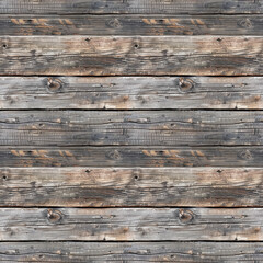 Fototapeta premium Seamless background of wooden planks in a rustic style with the texture of weathered and aged wood with natural grain and knots