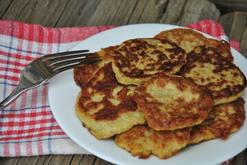 homemade pancakes on a plate close-up. selective focus. delicious fried pancakes