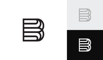 Letter B initial monoline minimalist logo design