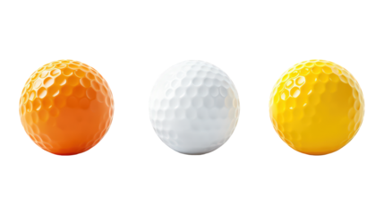 Collection Of Assorted Field Hockey Balls White Orange And Yellow For Sports Enthusiasts Ads And Marketing isolated on transparent background. Generative ai