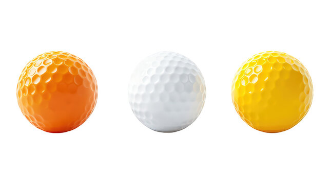 Collection Of Assorted Field Hockey Balls White Orange And Yellow For Sports Enthusiasts Ads And Marketing isolated on transparent background. Generative ai
