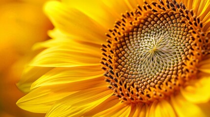 Obraz premium Close-up of a yellow sunflower with detailed patterns