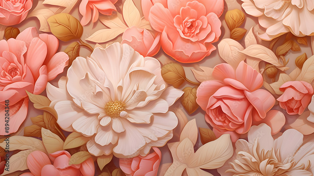 Poster Pink & White Floral Wallpaper