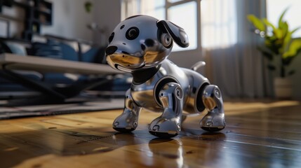 Fototapeta premium Aibo walks with its robot dog