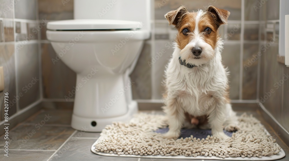 Poster A feature in a pet wellness magazine on creating a stress free bathroom experience for your dog complete with cute doggie toilet mats 831