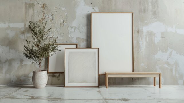 Empty frame display in contemporary room